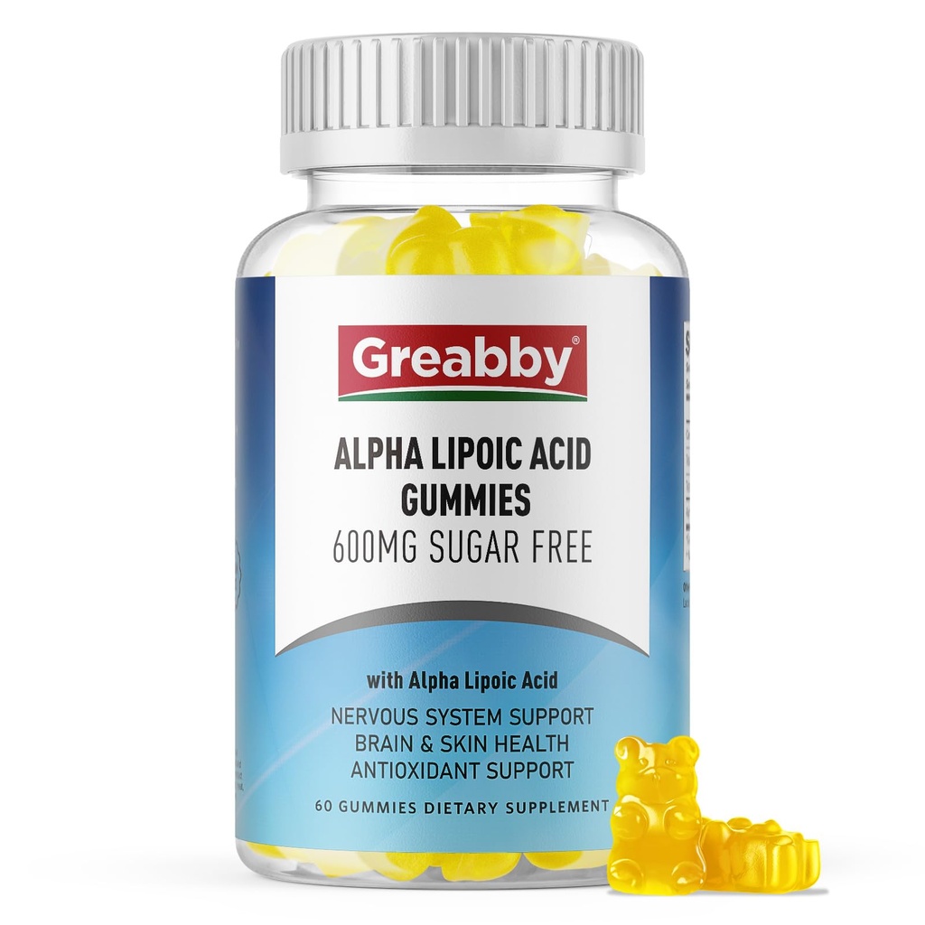 알파 Lipoic 산 600mg Gummies, 설탕 자유로운 Chewable R Lipoic 산성 보충교재 항 산화제 & 신경 체계 지원, 브라이언 & 피부 건강, 파인애플 풍미, 60 조사를 위한