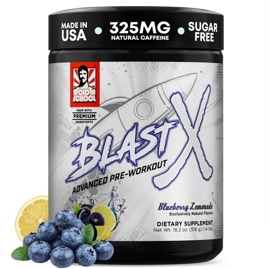 이전 학교 연구소 | 폭발 X 고급 사전 운동 분말, 남자를위한 강렬한 에너지 부스터 운동 | Blueberry Lemonade