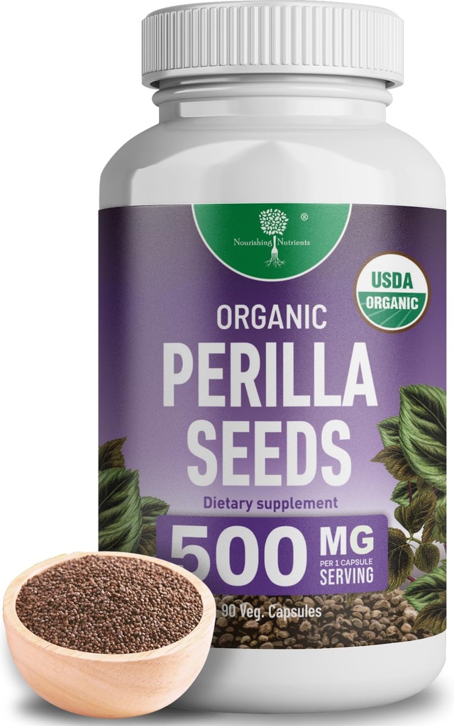 9% Rosmarinic 산을 가진 유기 Perilla씨 추출물 - 증명되는 USDA - 알레르기 기복, 호흡 및 Immunity 승압기 Th2 Cytokines, 자연적으로 Occurring Luteolin - 500mg 90 캡슐