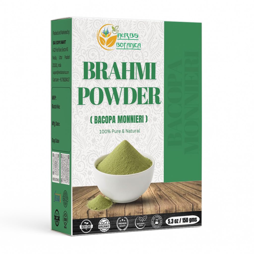 허브 Botanica Brahmi 분말 Bacopa 분말 Centella Asiatica Ayurvedic 허브, 천연 헤어 케어, 머리 성장 촉진 | 5.5 oz (150 GMS)