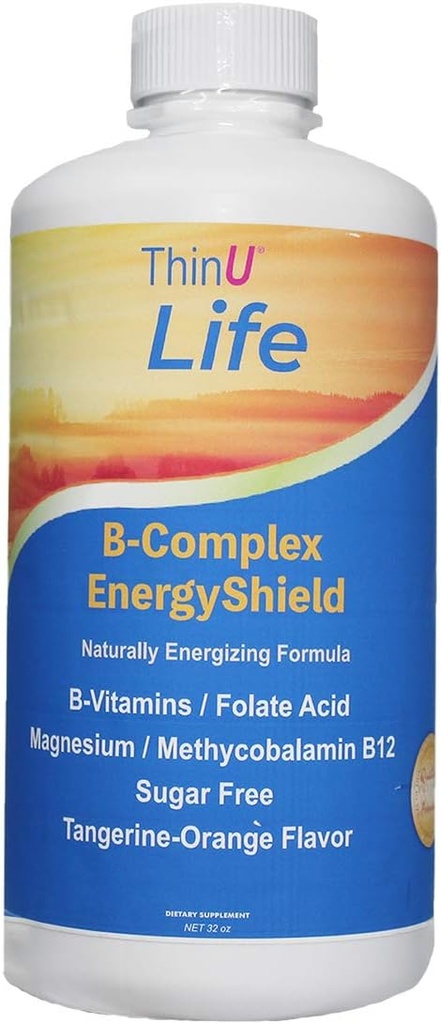 EnergyShield Liquid B-Vitamin Complex, 32 oz, 모든 B 당신이 필요로하는 비타민, 반대로 긴장, 면역력, 면역력, 면역력, Folate, Niacin, 혈액 지원