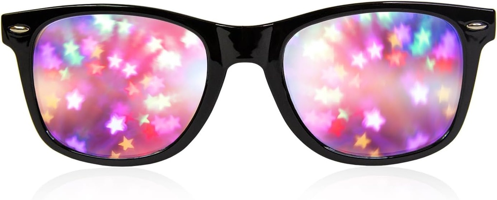GloFX Black Frame Star Diffraction Glass – 레이브 & 페스티벌에 완벽한 Starburst Light Effects, 유연한 및 내구성을 제공하는 레이저