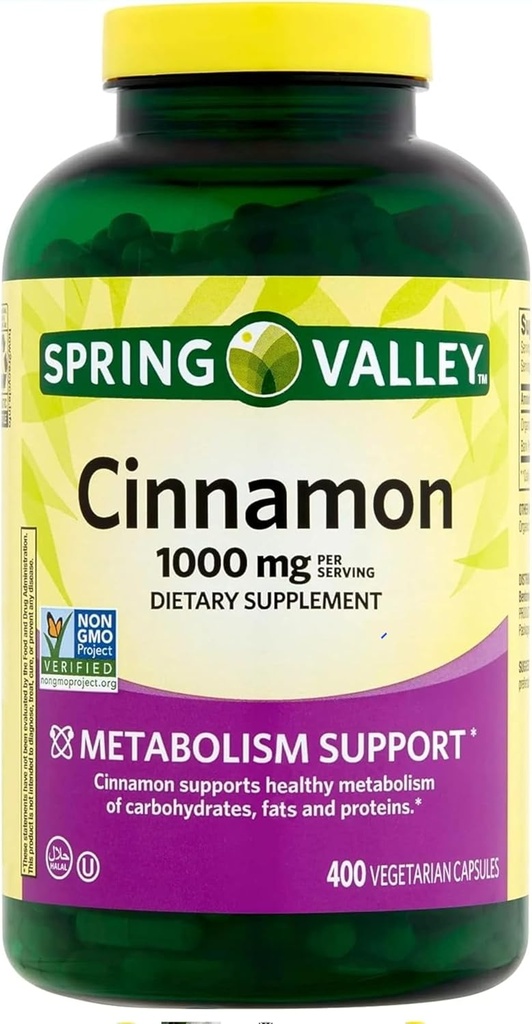 봄 밸리 Cinnamon 보충교재 1000mg, 400 채식 캡슐, 포함합니다 Cassia, Ceylon 아닙니다. 일반 웰빙을위한 초본 보충. 로그아웃