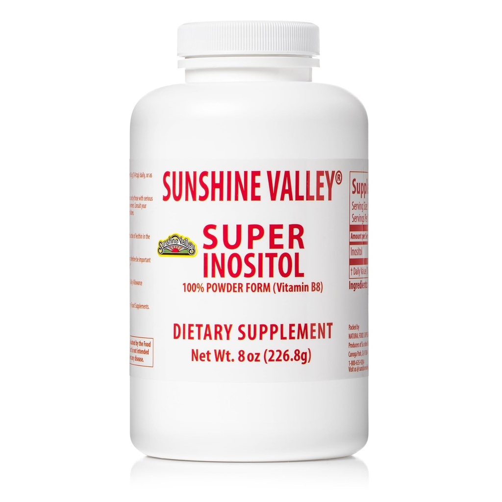 Sunshine Valley® Super Inositol, 비타민 B8은 규정식 보충교재, 자연적인 PCOS 비료 보충교재, Hormonal 균형 & 건강한 타원형 기능 지원 - 8oz를 강화합니다