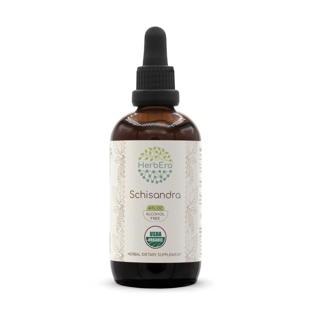 HerbEra Schisandra B120 USDA 유기 Tincture | 알콜 자유로운 추출물, 높 순수성 초본 하락, 액체 보충교재| 증명된 유기 Schisandra (Schisandra Chinensis) 말린 베리 (4개 oz)