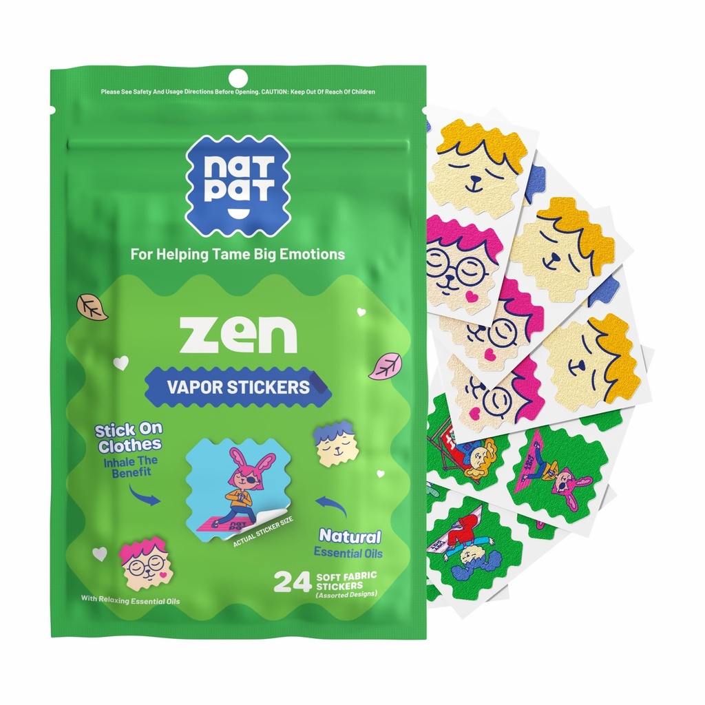 NATPAT Zen Patch Mood Calming 스티커 어린이와 성인 - 화학 및 의약품 무료, Relaxation, Calm 및 Emotion 규정 - BuzzPatch 자연 패치 (24 팩)