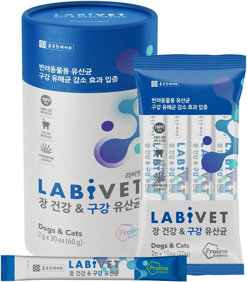 개 및 고양이를위한 Probiotics, Gut 건강 및 구강 보충제 분말 Probiotic Dog Supplement, 30 Count (Pack of 1)