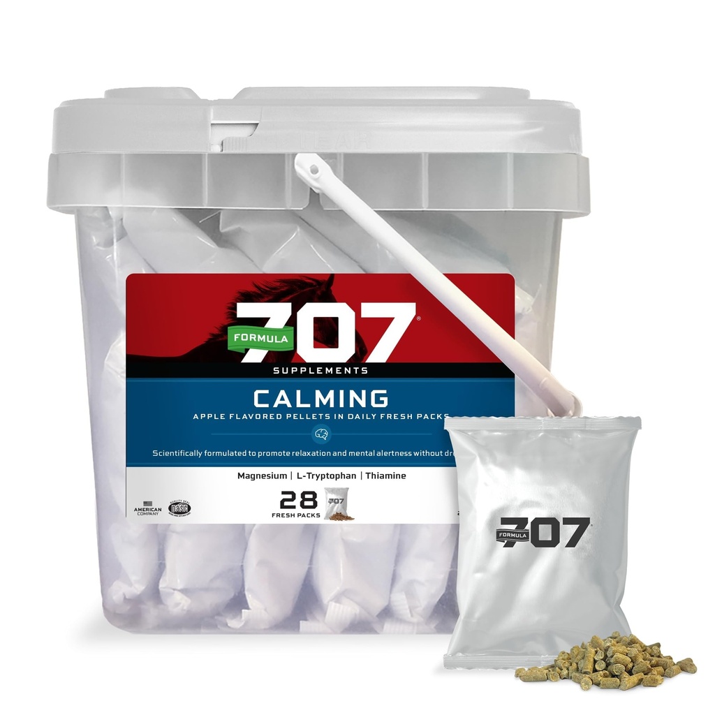공식 707 Calming Equine 보충, 매일 신선한 팩 – 말을위한 불안 완화 및 향상된 초점 – L-Tryptophan, Thiamine & 마그네슘