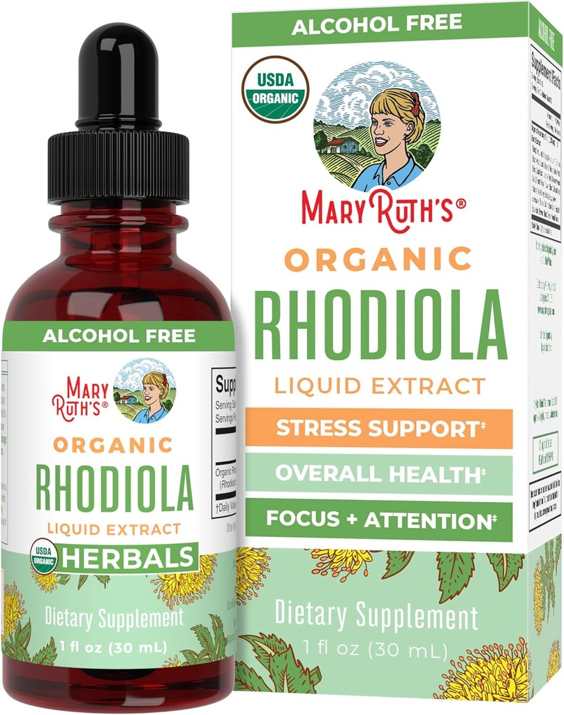 Rhodiola Rosea Supplement by MaryRuth's | USDA 유기농 초본 추출물 | Nootropic | 초점 보충교재 | Non-GMO | 30 인분