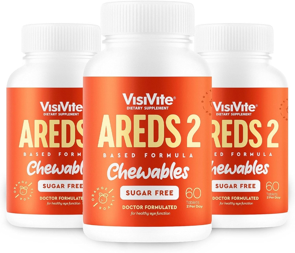 AREDS 2 Sugar-Free Eye Vitamins - 눈을위한 Lutein Gummies에 대안 - 눈 건강을위한 Lutein - 프리미엄 설탕 - 무료 Eye Vitamins - (중량 정제) 3 팩