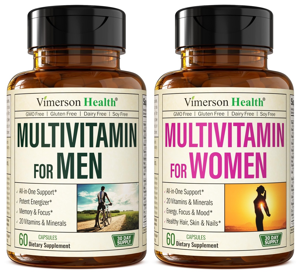 남성 + 여성 2-Bottle 번들을 위한 Multivitamin Multimineral 보충교재. 건강한 면역 반응, 강한 합동 및 뼈, 눈 건강, 소화 시스템 지원, 산화 방지제 재산