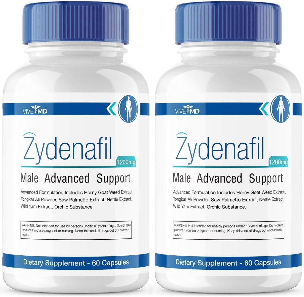 남자 고급 공식에 대한 VIVE MD Zydenafil 알약 - Zydenafil 남성 알약 - Tongkat Ali와 최대 강도에 대한 Zydenafil 1200mg, Saw Palmetto, Horny Goat Weed 리뷰 (2 팩)