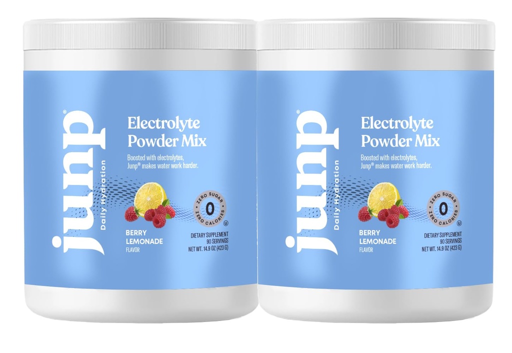 JUNP Electrolytes Powder No Sugar No Carbs - 신선한 Berry Lemonade Keto 음료 혼합 - 칼륨 및 소금 Electrolyte Hydration Powder Zero Calorie Sugar Free Electrolyte Powder, 90 서빙 (포장 2)