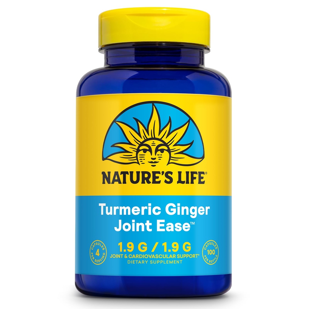 Nature's Life Turmeric Ginger Joint Ease | 비 GMO | 100 젤라틴 캡슐