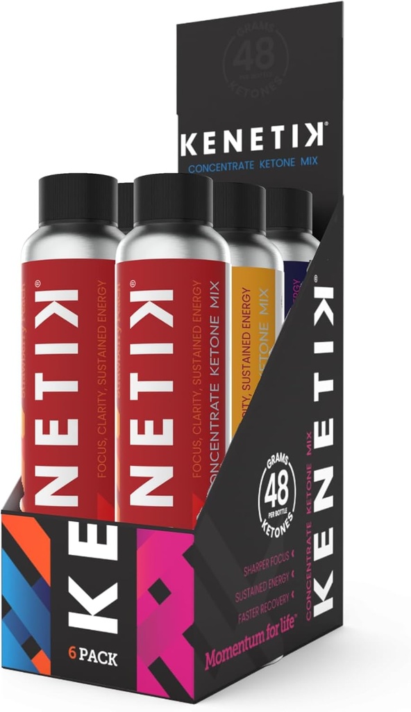 KENETIK Ketone 음료 혼합, Exogenous Ketones 혼합, Keto, Caffeine & Sugar Free, Clean Energy & Mental Focus, 커피 대안 D-BHB - 다양성, 6PK