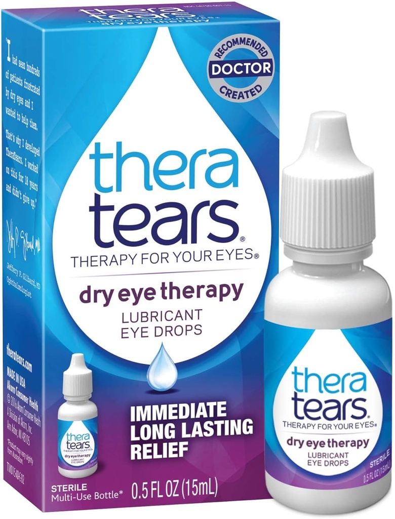 TheraTears 건조한 눈 치료 눈은 1.0 Fl Oz와 0.5 Fl Oz 병으로 묶습니다