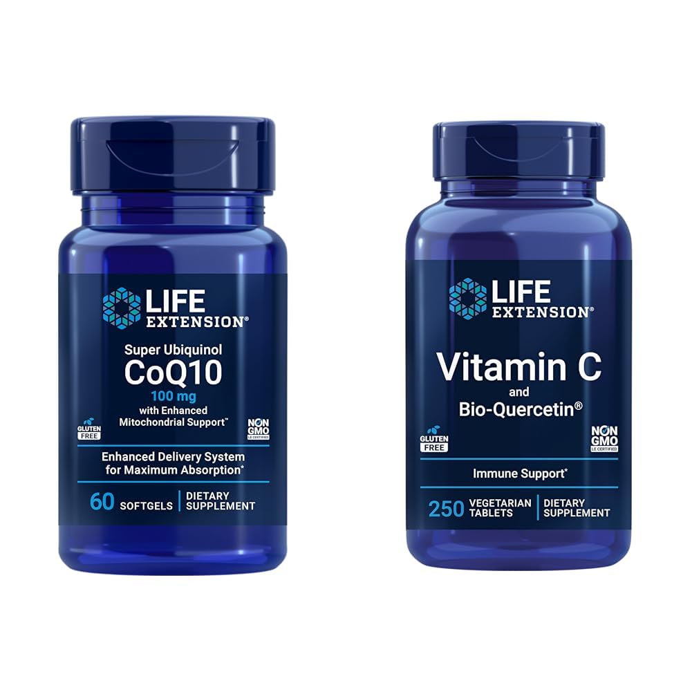 생활 연장 최고 Ubiquinol CoQ10 60 Softgels와 비타민 C & 생물 Quercetin Phytosome 심장을 위한 250의 정제 뭉치, 세포 에너지, 면역력 & 전반적인 건강 지원
