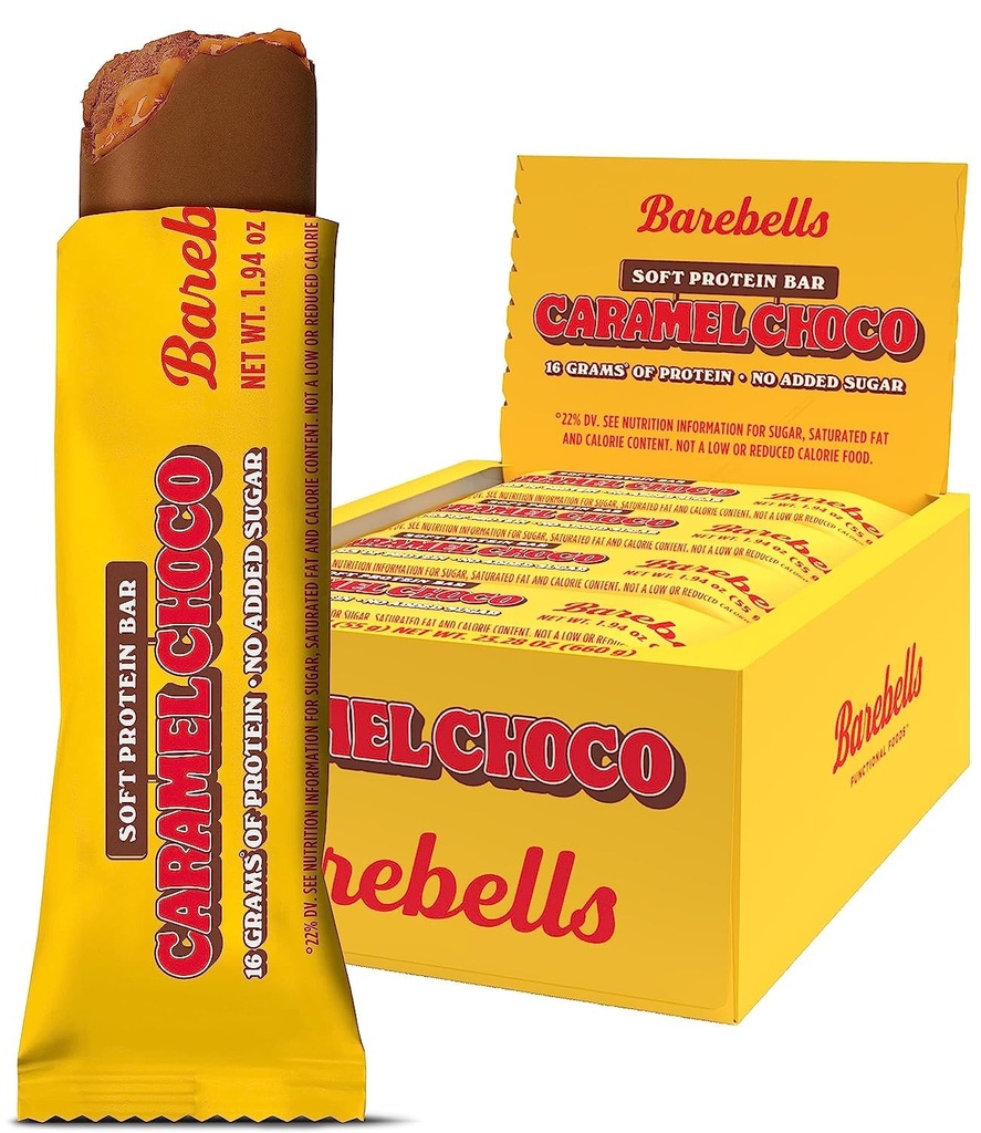 Barebells 연약한 단백질 막대기 Caramel Choco - 12의 조사, 1.9oz 막대기 - 높은 단백질의 16g를 가진 단백질 식사 - 총 설탕의 2g를 가진 Fluffy 초콜렛 단백질 막대기 - 연약한 단백질 식사 & 아침식사