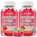 2 팩 칼륨 구연산염 Gummies, 높은 칼륨 보충교재 Gummies 1200mg 지원 다리 크림 & 근육 건강, 성인 & 아이를 위한 칼륨 Gummies, 채식주의자, 딸기 풍미 120
