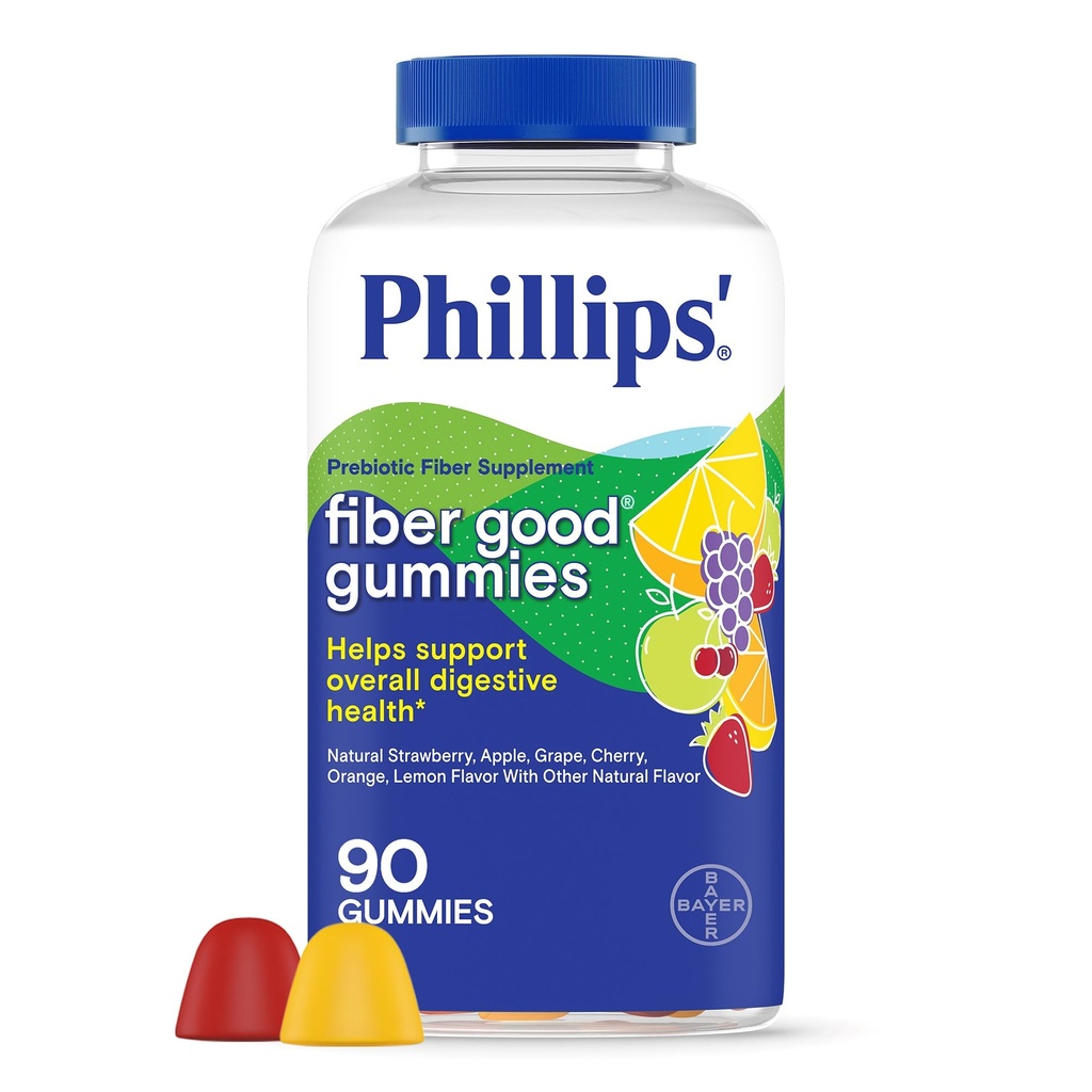 필립스의 섬유 좋은 Gummies, 성인과 아이들을 위한 Inulin를 가진 보충교재, 과일 맛있은 매일 Gummies, 서빙 당 Prebiotic 섬유의 4g, 90 조사