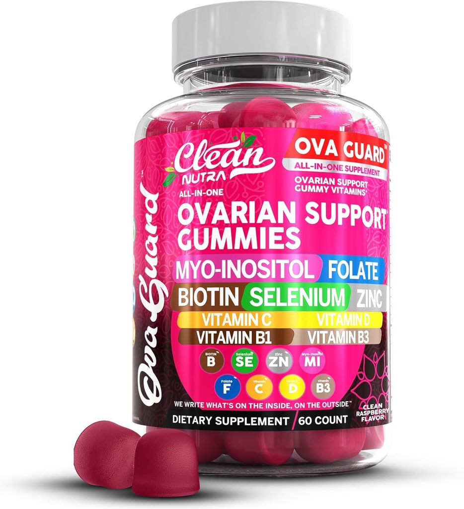 클렌징 Nutraceuticals 오바리안 건강 지원 | Myo-Inositol & D-Chiro Inositol Gummies | Folate Selenium 아연 비타민 C D B1 B3 마카 루트 콜린 Bitartrate Sting Nettle N Acetyl Cysteine Clean