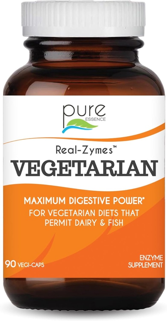Real-ZymesTM Vegetarian Digestive Enzymes Supplement with Probiotics for Better Digestion - Bloating, Gas, Belching, Diarrhea, Constipation, IBS 등 - 90개의 모자