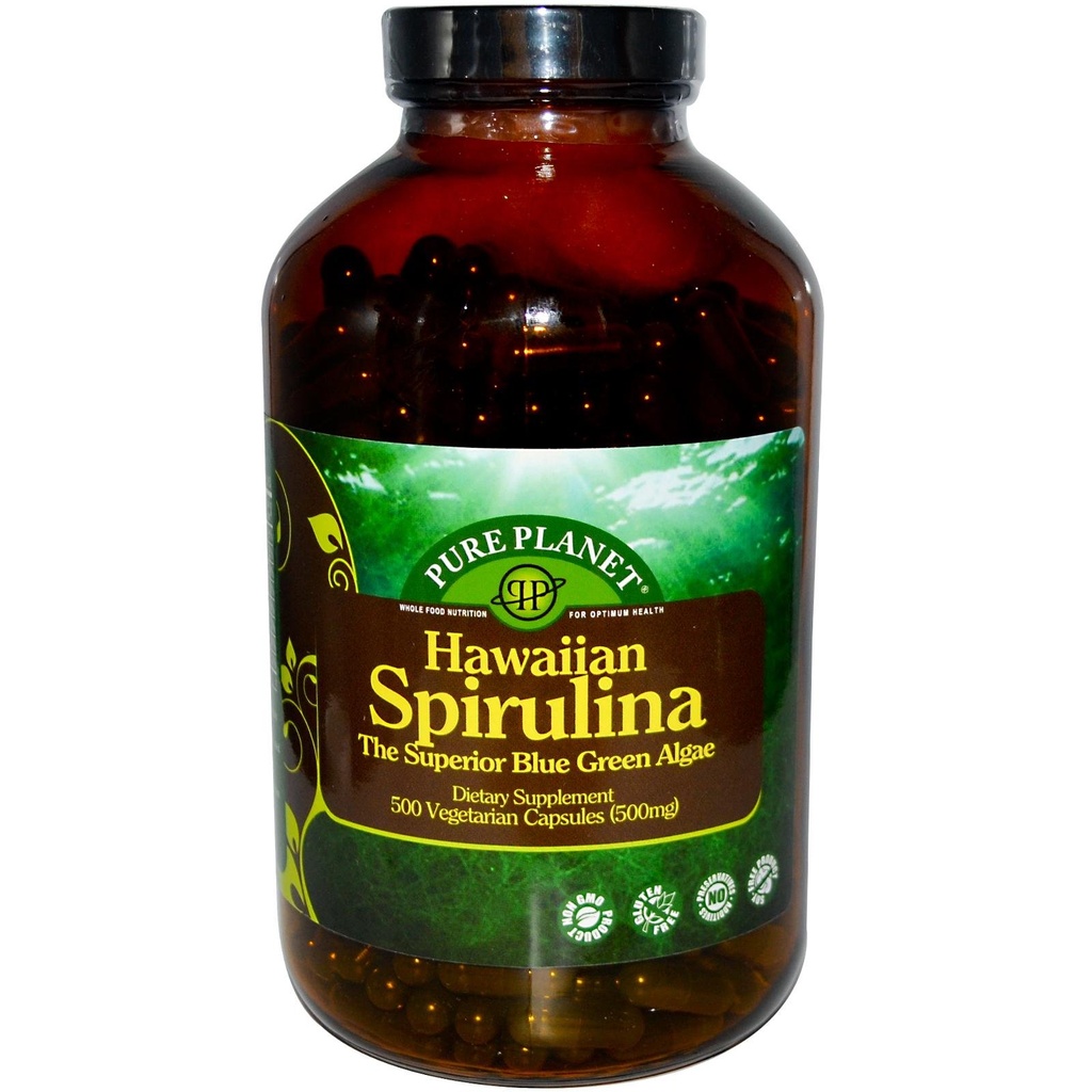 순수한 행성 Spirulina - 500 mg - 500 채식 캡슐