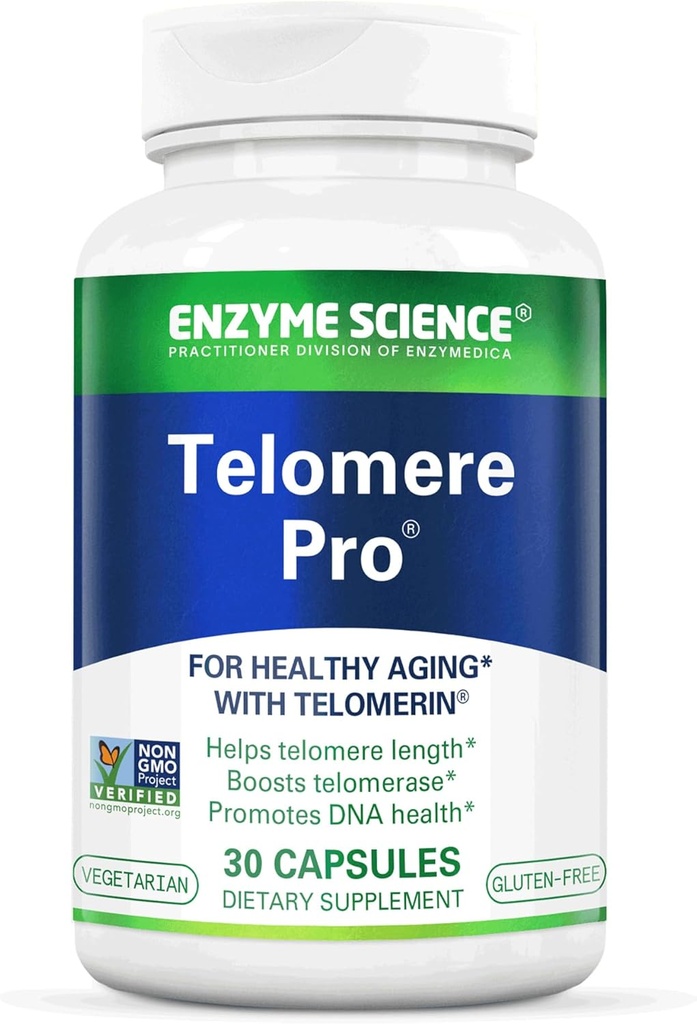 Enzyme Science Telomere Pro | 세포 건강, 에너지 생산 및 건강한 노화 지원 | 비타민 D3, Rhodiola 및 Astragalus로 공식화 | 천연 Telomerase 보충교재, 30 인분