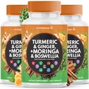 심황 Moringa 50000mg 보충교재 | Ginger Boswellia 3000mg Saffron 2000mg Ceylon Cinnamon, Quercetin, Tart Cherry- 360 조사를 가진 여자와 남자를 위한 Holy Basil 합동 지원 보충교재