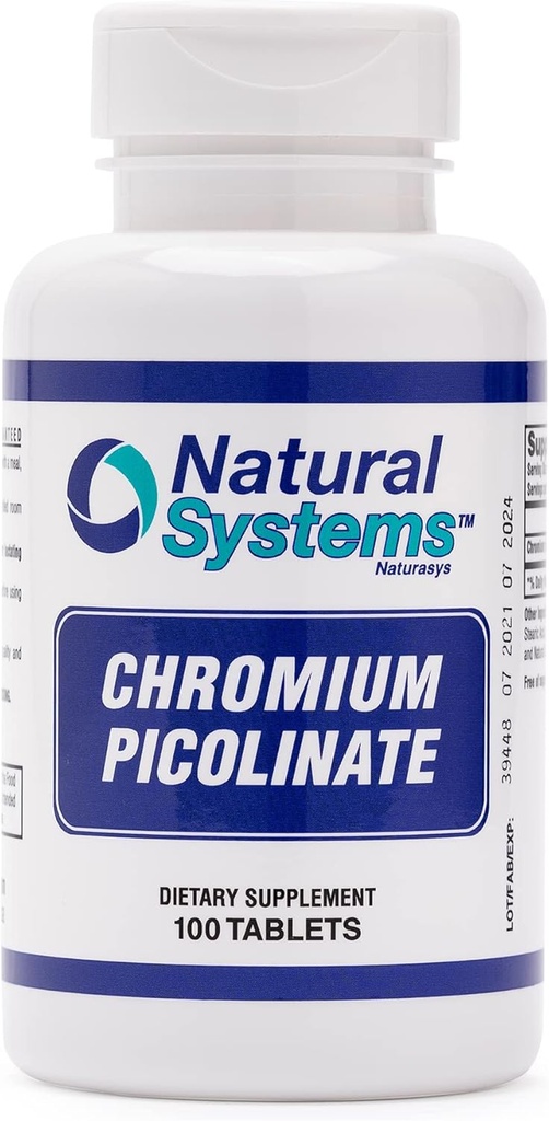 Chromium Picolinate 자연 시스템에 의해 200 Mcg 100 정제 - 활성 라이프 스타일을위한 크롬 보충제 - 우수한 흡수 크롬 보충 - Non Sugar Chromium 캡슐