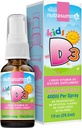 Nutrasumma 아이 비타민 D3 400 IU 살포 거품 껌 풍미 1oz 자연적인 높은 흡수 비율 지원 뼈 부스트 면역 체계 비타민 보충교재