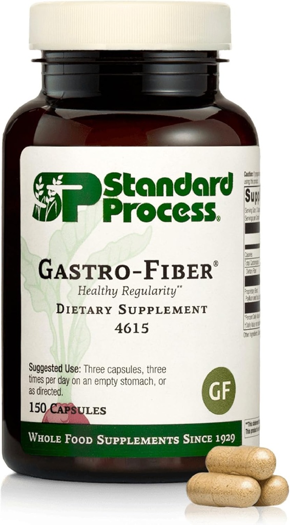 표준 프로세스 Gastro-Fiber - 소화 건강에 대한 규정식 보충 - Gut Health 지원 - 글루텐 - 무료 & Non-Soy - 150 캡슐 (50 서빙)