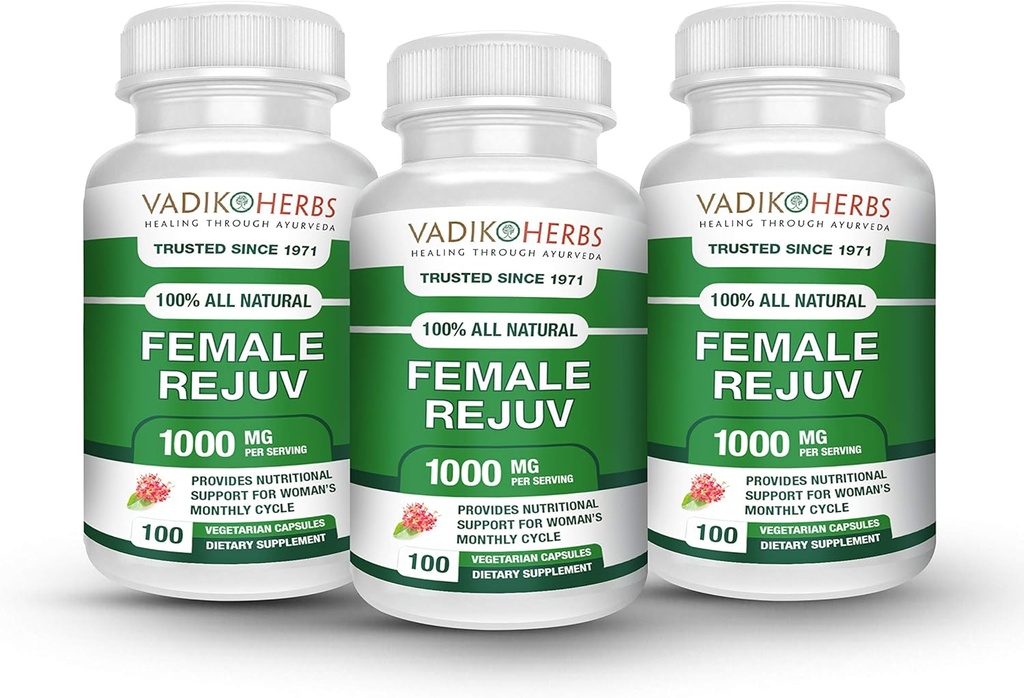 Vadik Herb의 여성 Rejuv | PMS Relief Supplement Premenstrual Cycle Support에 대한 초본 치료 | 생리적 크림 및 기간을위한 초본 공식 복합 재료 | 자연적으로 균형 호르몬 (3 팩)