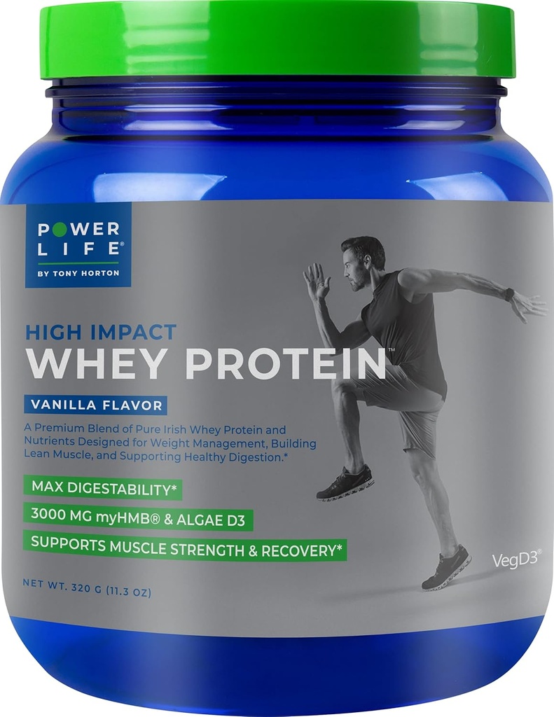 POWERLIFE 토니 호튼 HMB의 3000 MG를 가진 고 영향도 잔디에 의하여 먹인 호른 단백질, 설탕 추가 없음, 비 GMO, 호르몬 및 항생제는, 15의 서빙 (Vanilla) 해방합니다