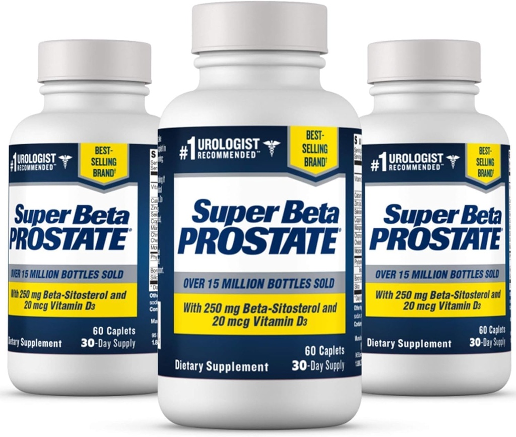 SUPER BETA PROSTATE 지원은 남성 건강을위한 보충 - 욕실 여행을 감소, 수면을 촉진, 더 나은 방광 빈 및 건강한 전립선, Beta Sitosterol - 60 Count (Pack of 3)