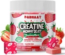 Creatine Monohydrate Chews Complex 남자 & 여자를 위한 6400mg - 고급 공식 W/L-Taurine + 비타민 B12, 설탕 자유로운 Chewable 보충교재, 60 Strawberry Softchews