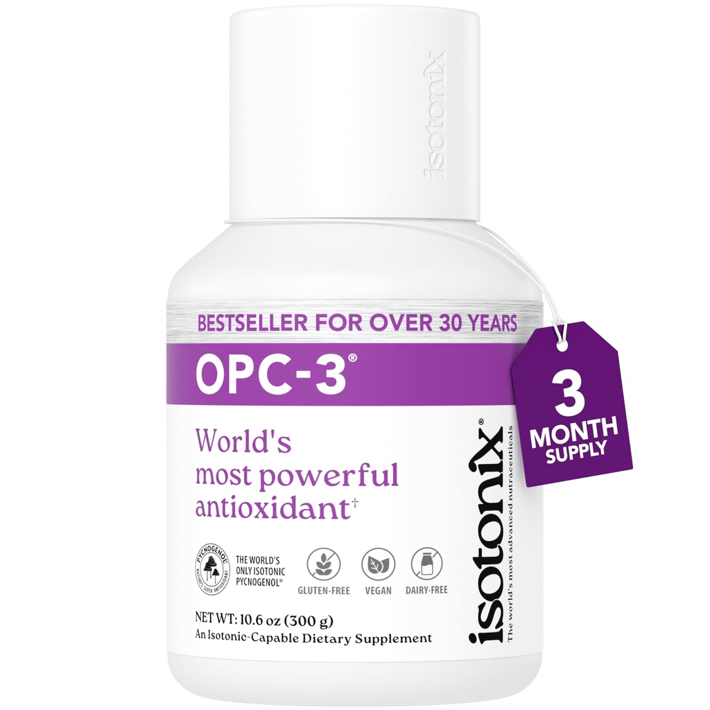 OPC-3 Isotonix - 산화제 보충교재 - Pycnogenol, 포도씨 추출물, Bilberry, 빨간 포도주 & 소나무 껍질 추출물 - 심장 & 순환 지원을 위해 - Isotonic, Vegan, 글루텐 자유로운 - 90의 서빙