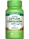 Nature's Truth Ceylon Cinnamon 캡슐 | 2500mg | 플러스 크롬과 바이오틴 | 60 Count | Vegan, Non-GMO & 글루텐 무료 보충