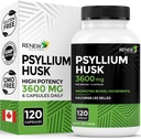 Renew Active Psyllium Husk 1200MG per 2 캡슐 – 소화 건강, 정기 및 성인 웰빙을위한 대량 형성 및 수용성 섬유 – 순수한 성분 – 캐나다에서 만든 – 120 캡슐