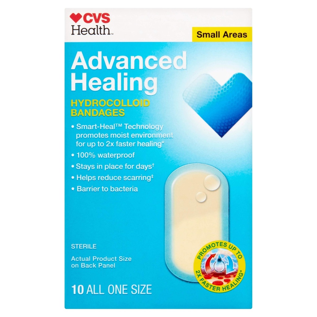 CVS 건강 진보된 치유 Hydrocolloid 붕대 (소형 지역)