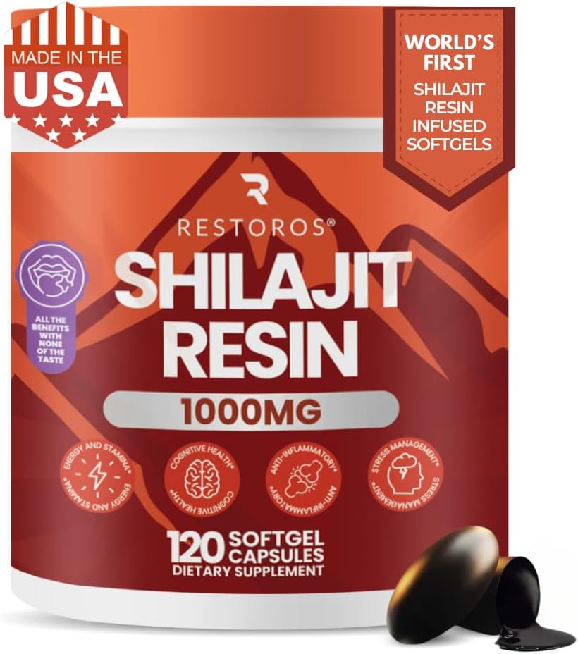 세계 최초로 Shilajit Pure Resin Softgels | Himalayan Shilajit Supplement | Powdered Capsules & No Bad Taste | Made & Lab-Tested in the USA | GMP 인증 | 1000mg, 120 캡슐