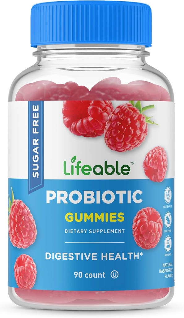 Lifeable Sugar Free Probiotics – 훌륭한 맛 자연적인 풍미 거미 보충교재 Chewable – GMO 자유롭고, 채식주의자, 글루텐 자유로운 – Gut 건강과 면역 지원을 위해 – 성인, 남자, 여자를 위해 – 90 Gummies