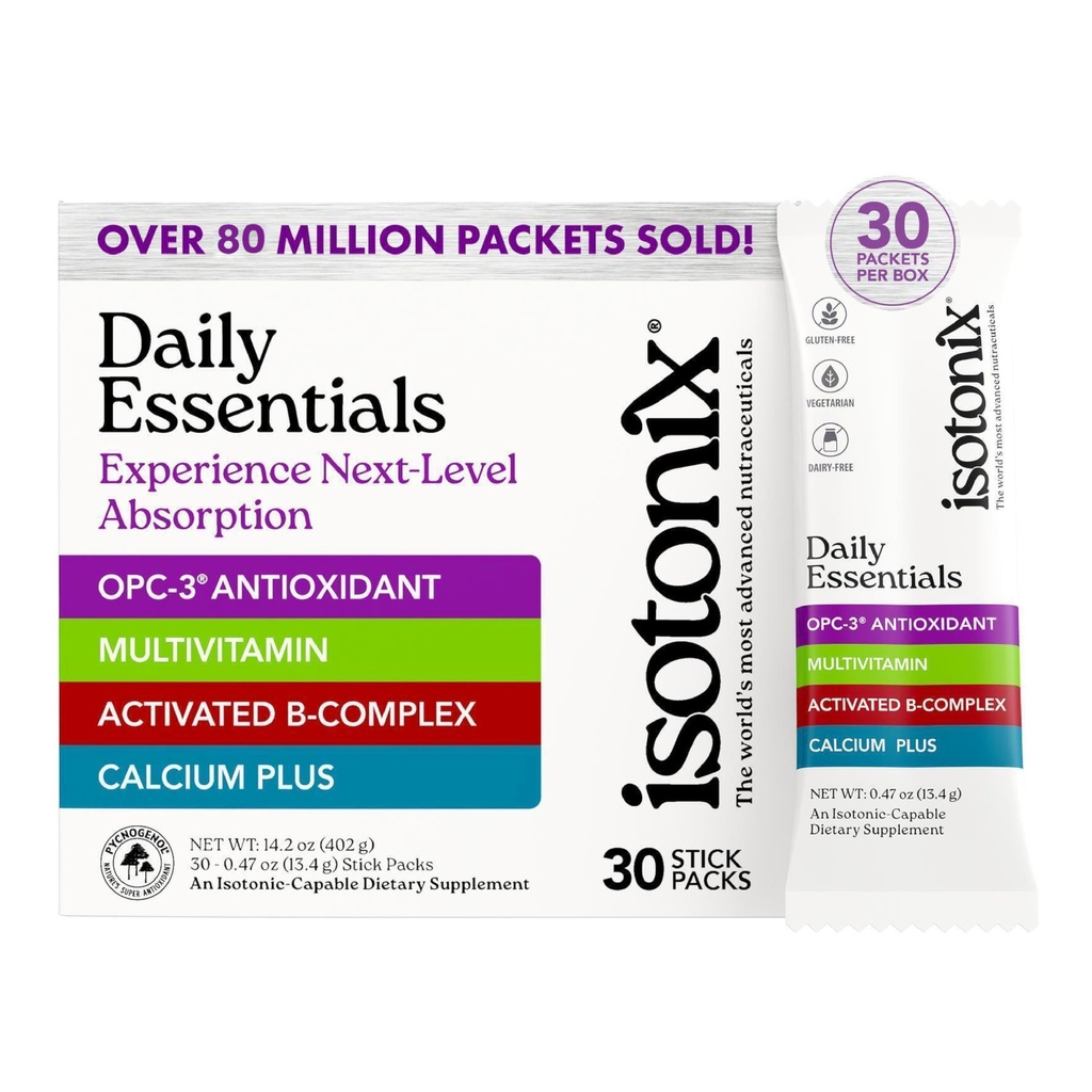 Isotonix® Daily Essentials Multivitamin Powder Packets - 4-in-1 Formula with Multivitamin, 활성 B-Complex, 칼슘 플러스 & OPC-3 with Pycnogenol® - Isotonic Delivery - 글루텐 Free-30 Packets