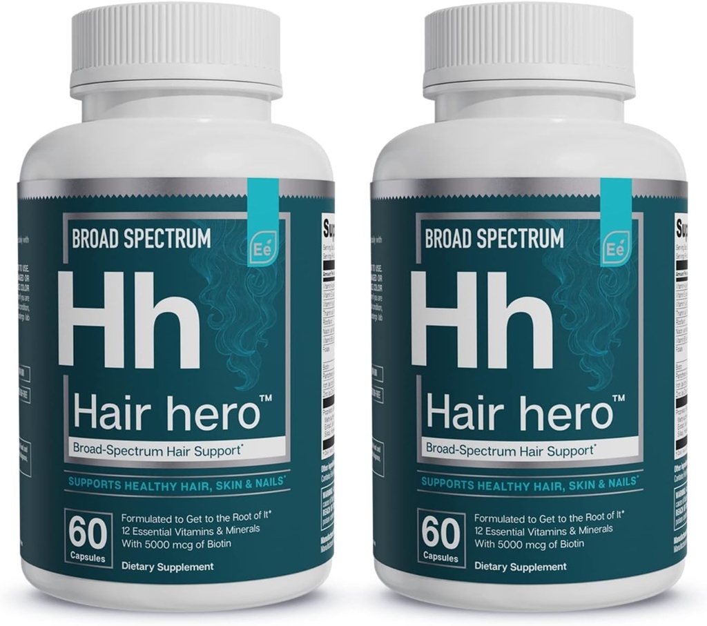 Essential Elements® Hair HeroTM - 남자를위한 헤어 비타민 - 5000 mcg Biotin과 Broad-Spectrum 지원 - 60 카운트 - 30 서빙 (2 팩)