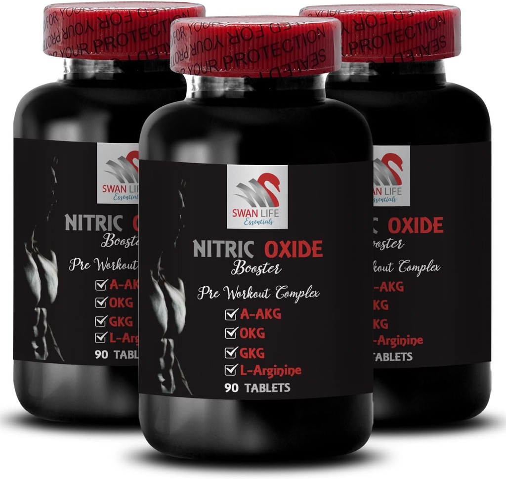 L-citrulline 및 l-arginine 보조 식품 - 니트로 산화물 부스터 - 내구시간, 니트로 산화물 흐름, 힘 훈련, 피트니스 지원, Pre-Gym 부스트, 근육 펌프, 물리 부스트 3 병 270 정제