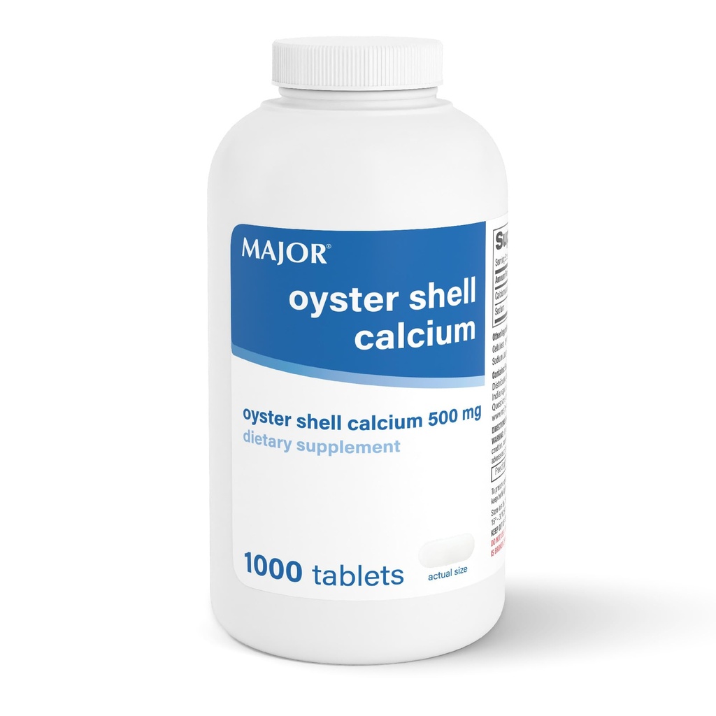 MAJOR Oyster 포탄 칼슘 500mg - 뼈 건강과 합동 지원을 위한 매일 규정식 보충교재, 남자와 여자를 위한 무기물 보충교재, 글루텐 자유로운 - 1000의 정제 (1 팩)