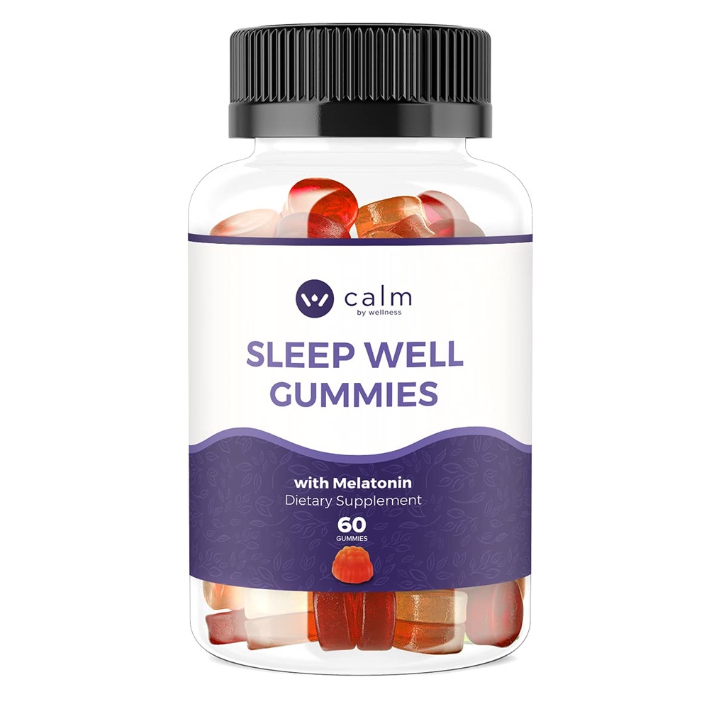 웰니스 Sleep Well Gummies, Melatonin, 자연적인 수면 지원 보충교재, 30 조사를 가진 여분 힘 거짓