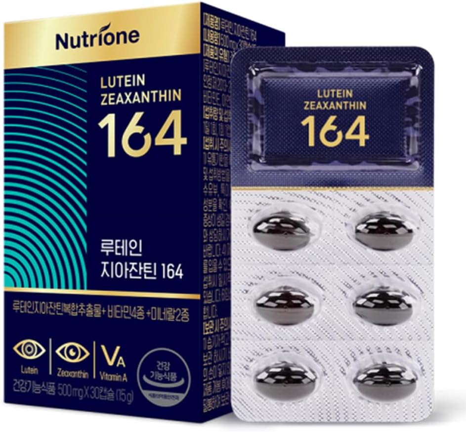 Nutrione Lutein Zeaxanthin 164 - 눈 관리, 캡슐, 빌베리 추출물, 눈 스트레인, 건조 눈, 비전 케어 - 16 : 4 Lutein & Zeaxanthin, 비타민, 셀레늄, 아연 - 30Ct의 황금 비율 혼합