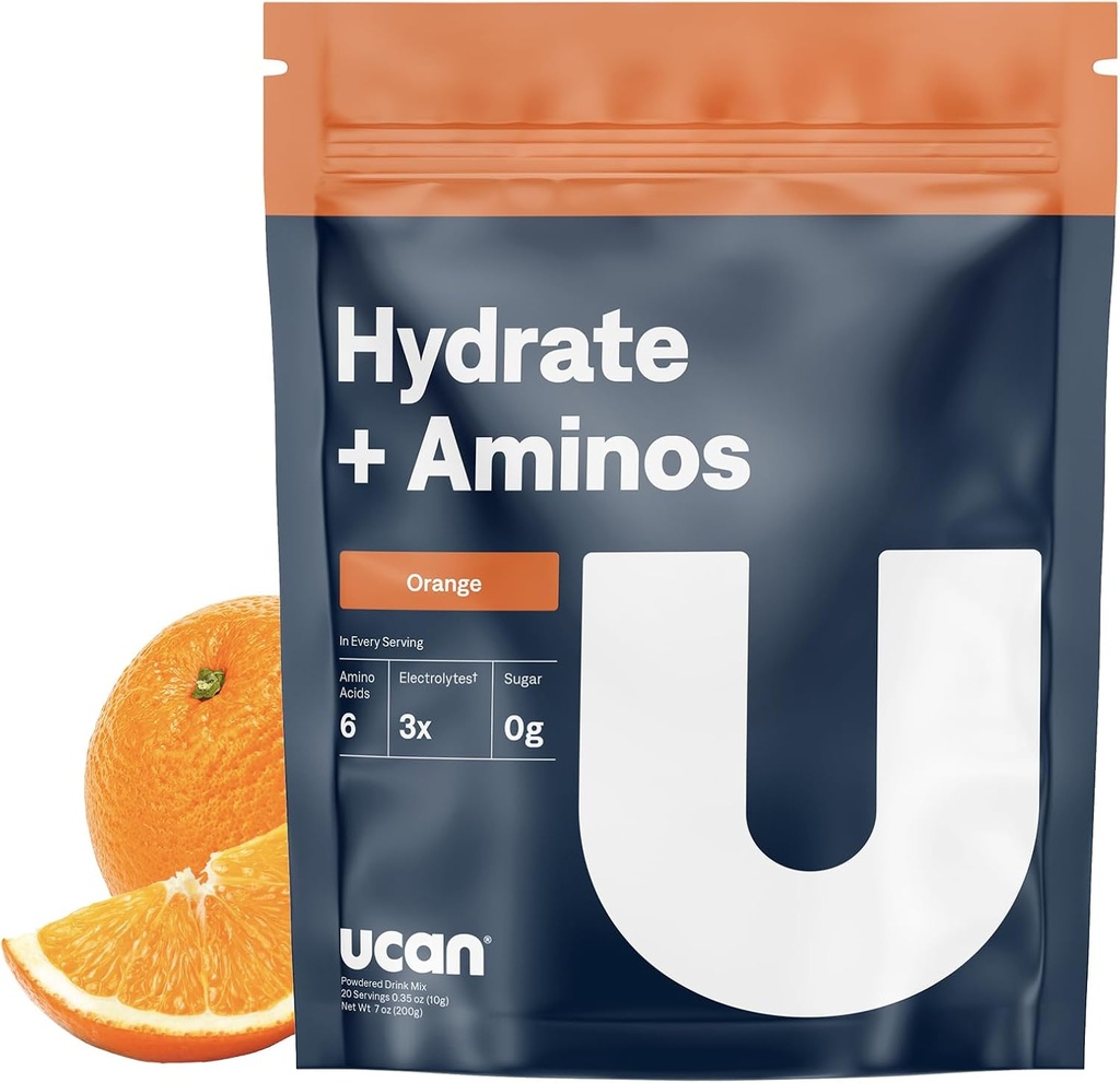 UCAN Hydrate + Aminos, 오렌지 20 서빙 가방, 케토, 설탕 자유로운 전해질 + 근육 회복, 필수 전해질 + EAAs & BCAAs, 비 GMO, 런너, 체육관Goers, 성능 운동선수