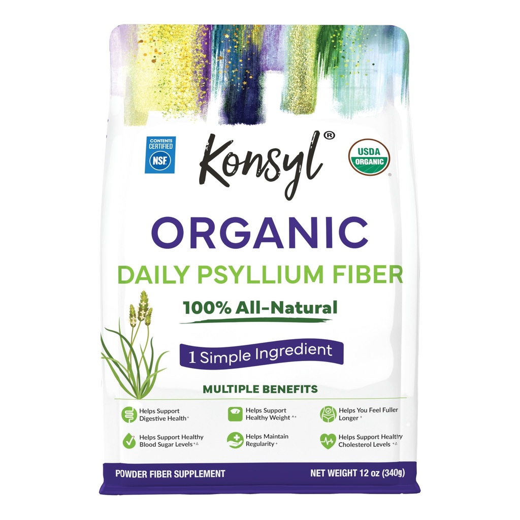 Konsyl 유기 Psyllium Husk 분말, 5g의 식물 - USDA 유기, 비 GMO, 글루텐 무료, 설탕 무료, Vegan, 12 Ounce (1의 포장)